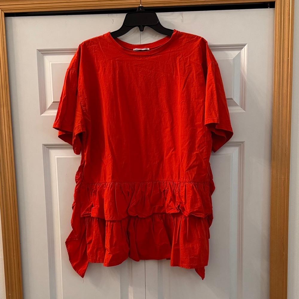 Women's Zara Red Ruffle Top